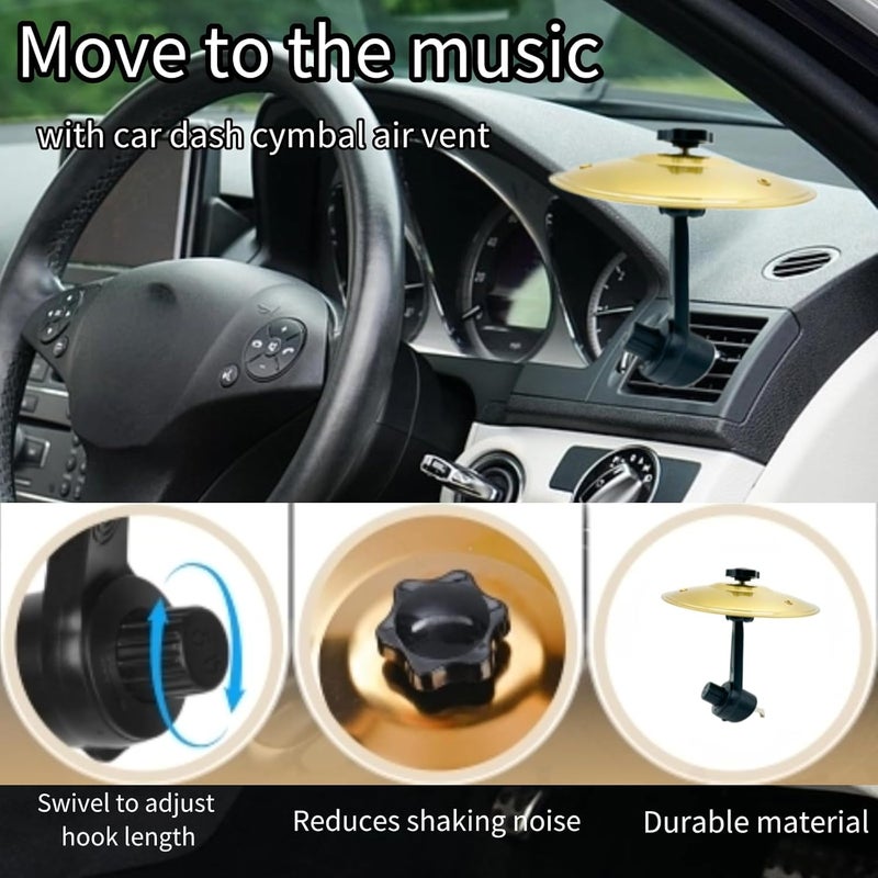 YOYODOGS Car Crash Cymbal Air Vent,Car Symbol Mini Drum for Music Lovers,Fun Music Gadget for Drivers,Compact Durable Accessory Drummers Gifts for All Types of Vehicles(Gold-2PCS) - Image 4